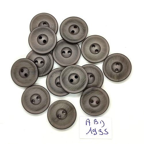 14 boutons en résine gris - 18mm - abd1935