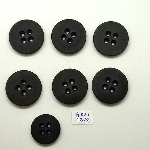 7 boutons en résine  noir - 28mm et 22mm - abd1959
