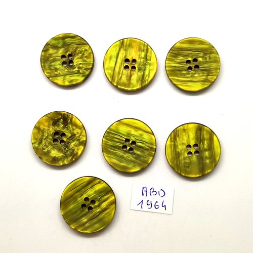 7 boutons en résine vert - 23mm - abd1964