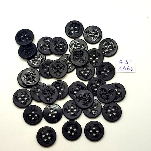 35 boutons en résine noir - une ancre - 15mm - abd1966