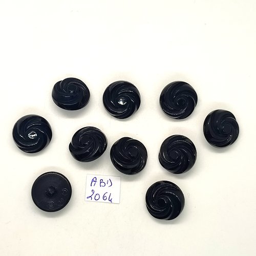 10 boutons en résine noir - 19mm - abd2064