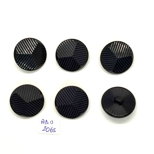 6 boutons en résine noir - 25mm - abd2065
