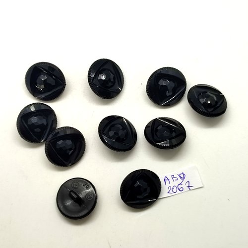 10 boutons en résine noir - 19mm - abd2067