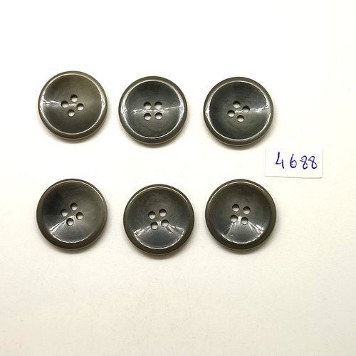 6 boutons en résine gris foncé - 22mm - tr4688