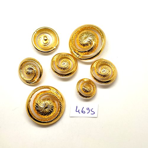7 boutons en métal doré - 28mm - 20mm et 15mm - tr4695