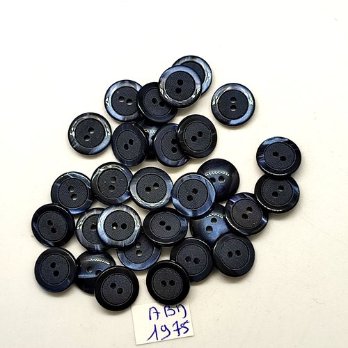 30 boutons en résine bleu foncé - 12mm - abd1975