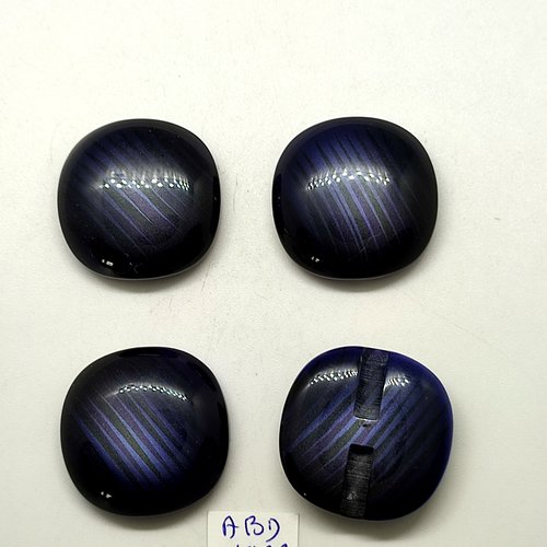 4 boutons en résine bleu foncé - 29x29mm - abd1977