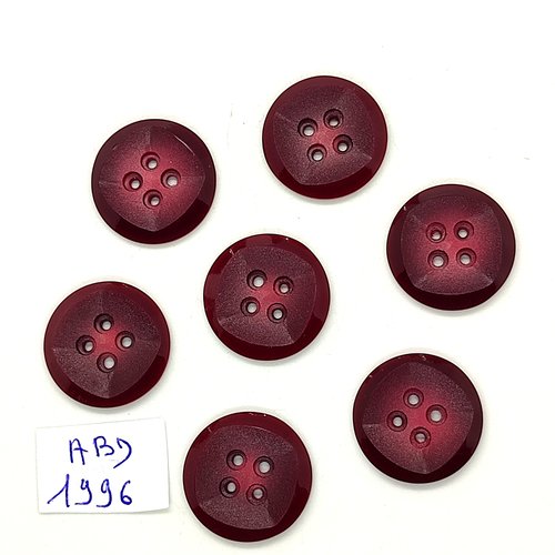 7 boutons en résine bordeaux - 19mm - abd1996