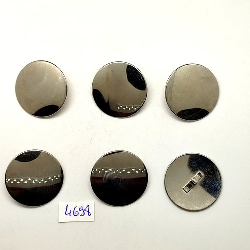 6 boutons en métal argenté - 27mm - tr4698