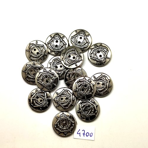 15 boutons en métal argenté - 18mm - tr4700