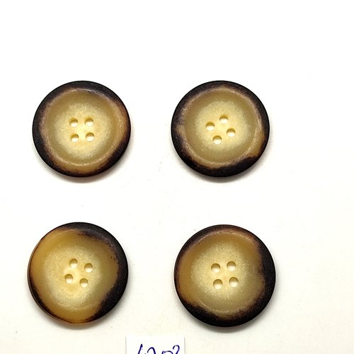 4 boutons en résine beige et marron - 25mm - tr4702