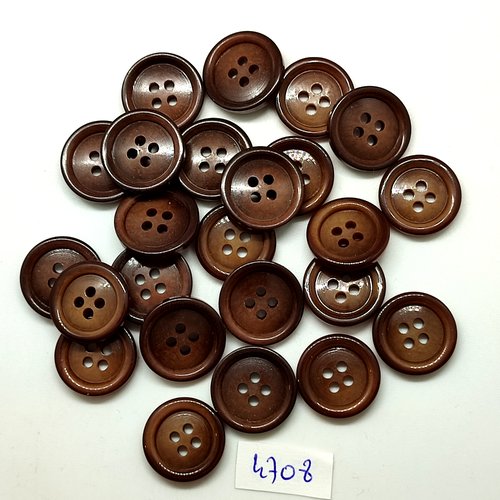 26 boutons en résine marron - 18mm - tr4708