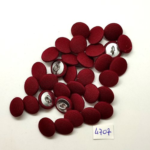 34 boutons en passementerie bordeaux et métal argenté - 14mm - tr4707