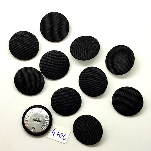 12 boutons en passementerie noir et métal argenté - 22mm - tr4706