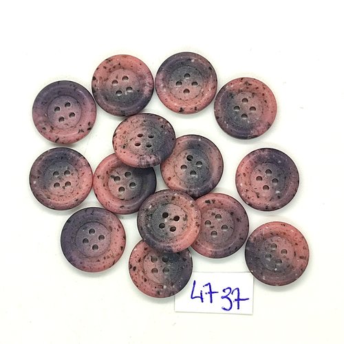 14 boutons en résine rose et gris - 15mm - tr4737