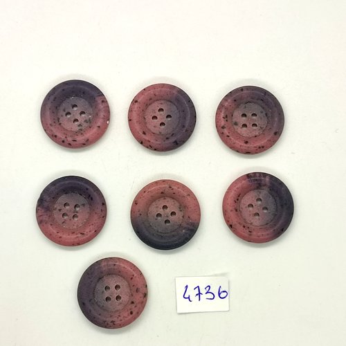 7 boutons en résine rose et gris - 22mm - tr4736