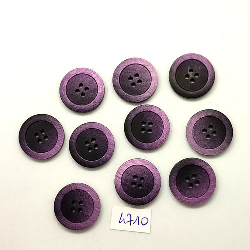 10 boutons en résine violet et noir - 20mm - tr4710