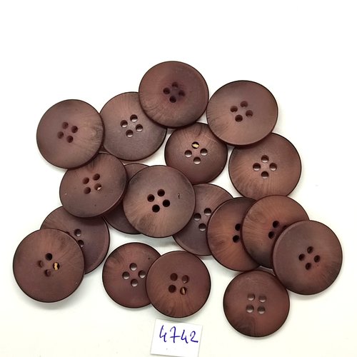 18 boutons en résine marron - 22mm - tr4742