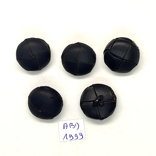 5 boutons en cuir gris foncé - 22mm - abd1999
