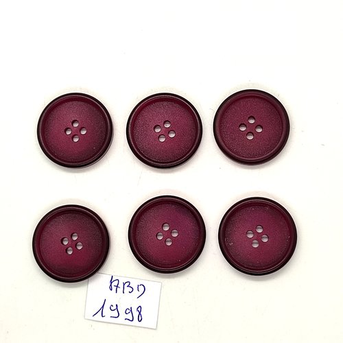 6 boutons en résine bordeaux - 21mm - abd1998