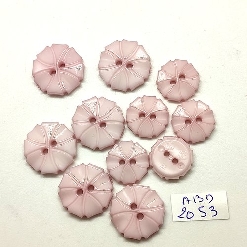 11 boutons en résine rose - 19mm et 15mm - abd2053