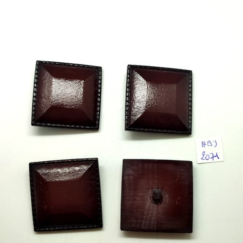 4 boutons en résine  marron - 40x40mm - abd2071