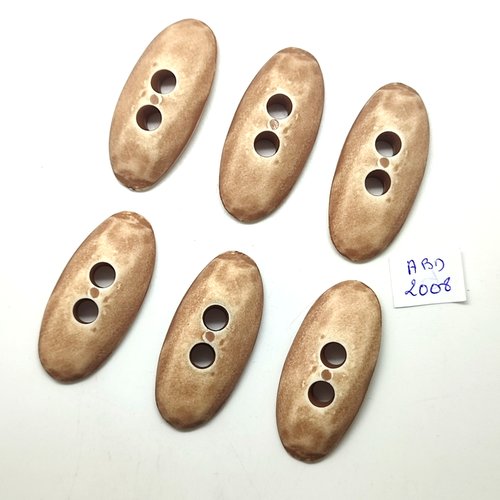 6 boutons en résine beige clair - 25x50mm - abd2008