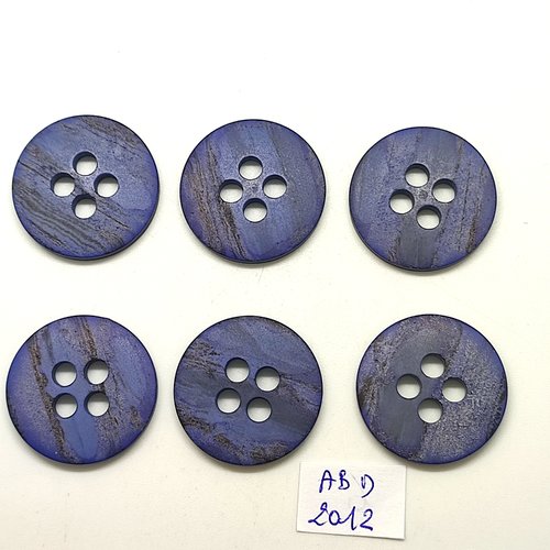 6 boutons en résine bleu - 38mm - abd2012