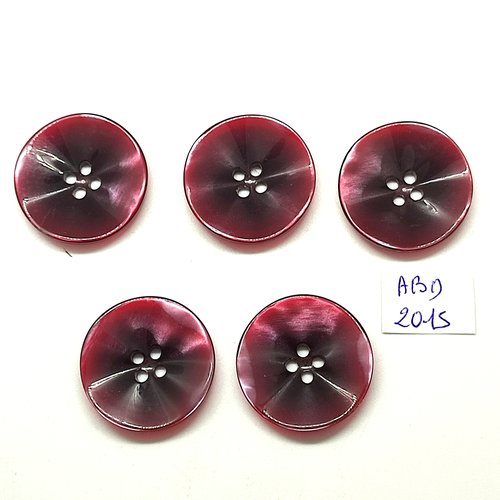 5 boutons en résine bordeaux / violet - 28mm - abd2015