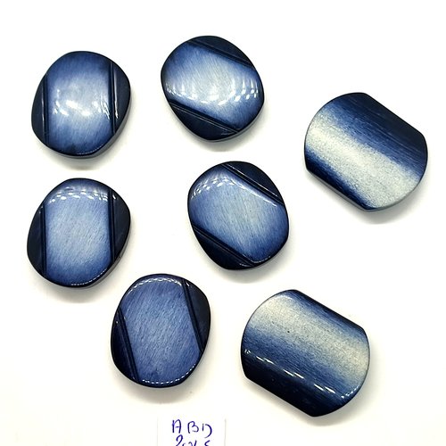 7 boutons en résine bleu - 27x34mm et 26x30mm - abd2045