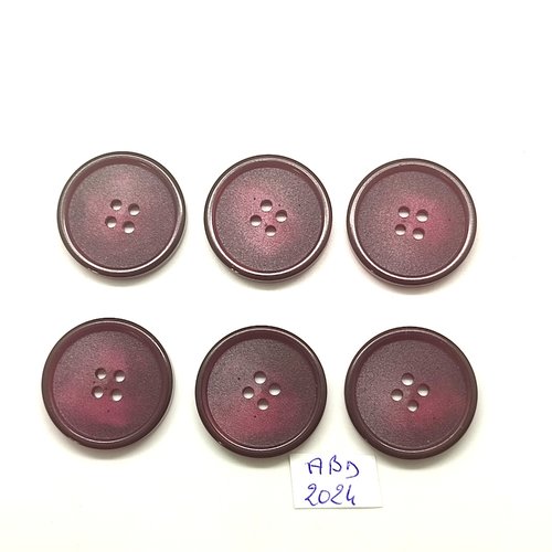 6 boutons en résine bordeaux - 26mm - abd2024