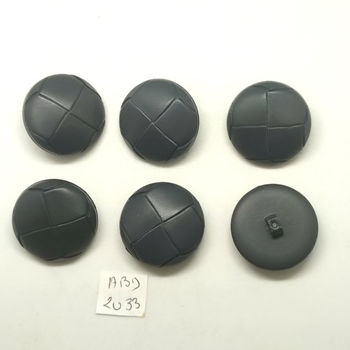 6 boutons en résine gris - 28mm - abd2033