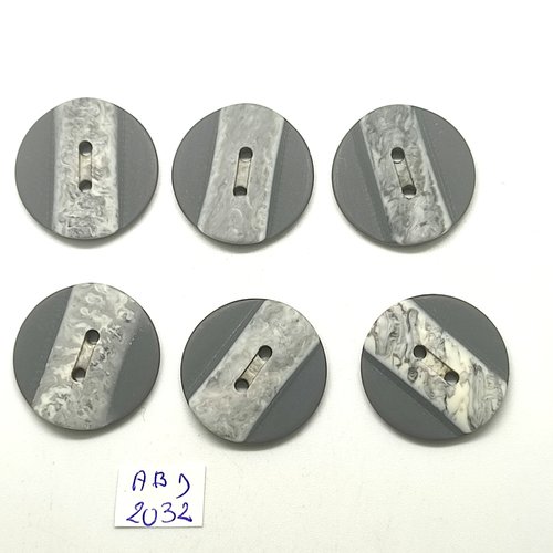 6 boutons en résine gris - 28mm - abd2032
