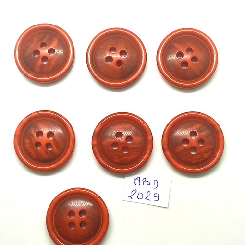 7 boutons en résine orange foncé - 28mm - abd2029