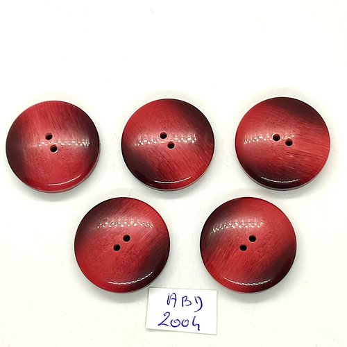 5 boutons en résine bordeaux / rouge - 28mm - abd2004
