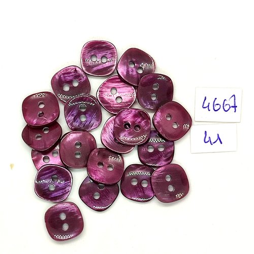20 boutons en résine violet - 11x11mm - tr4667