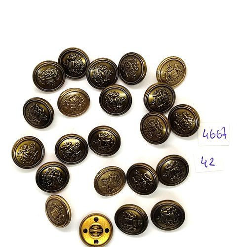 22 boutons en métal doré - 15mm - tr4667