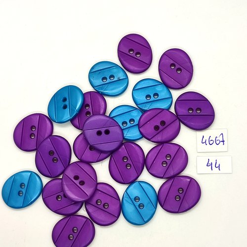 22 boutons en résine violet et bleu - 16x20mm - tr4667