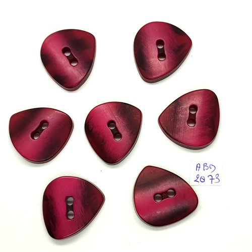 7 boutons en résine bordeaux - 29mm - abd2073