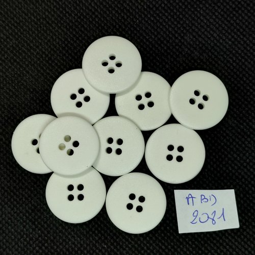 10 boutons en résine blanc - 20mm - abd2081