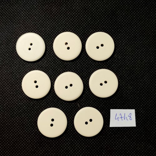 8 boutons en résine blanc cassé - 21mm - tr4748