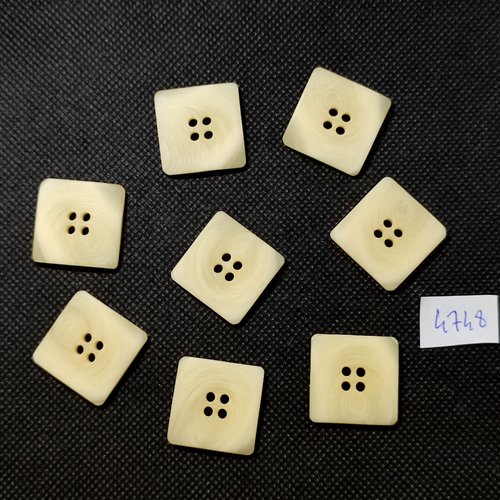 8 boutons en résine beige très clair - 23x23mm - tr4749
