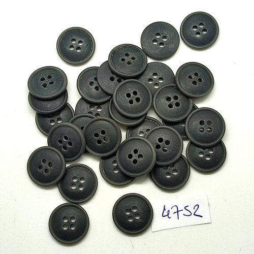 30 boutons en résine gris - 15mm - tr4752