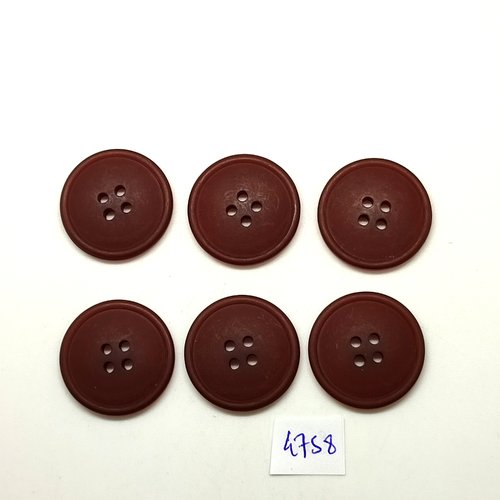 6 boutons en résine marron - 26mm - tr4757