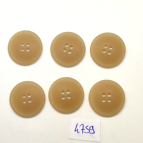6 boutons en résine beige - 23mm - tr4759