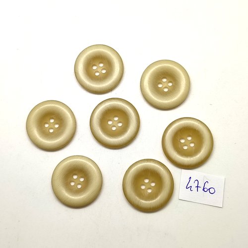 7 boutons en résine beige clair - 23mm - tr4760