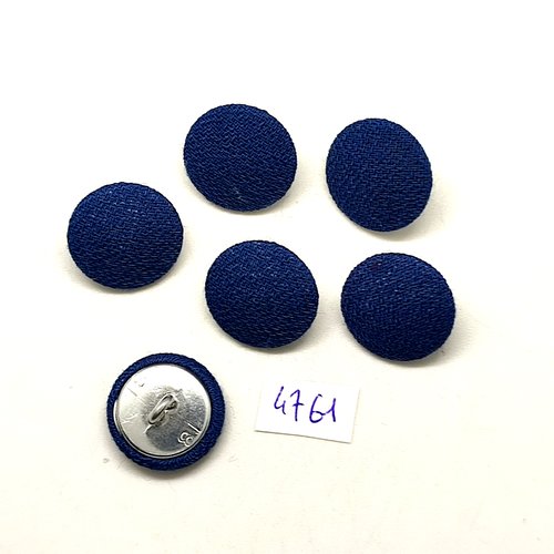 6 boutons en passementerie bleu foncé et métal argenté - 18mm - tr4761