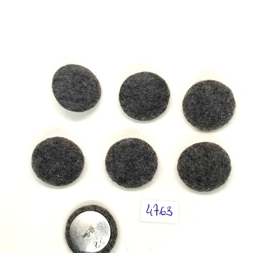 7 boutons en passementerie gris et métal argenté - 22mm - tr4763
