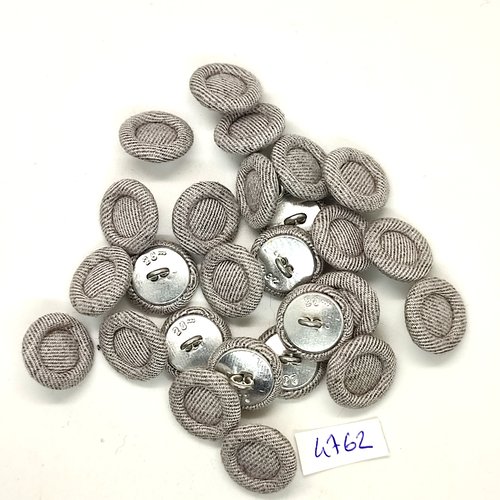 26 boutons en passementerie gris et métal argenté - 18mm - tr4762