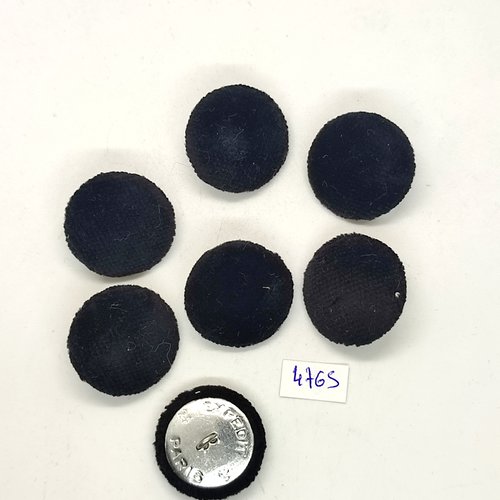7 boutons en passementerie noir et métal argenté - 24mm - tr4765